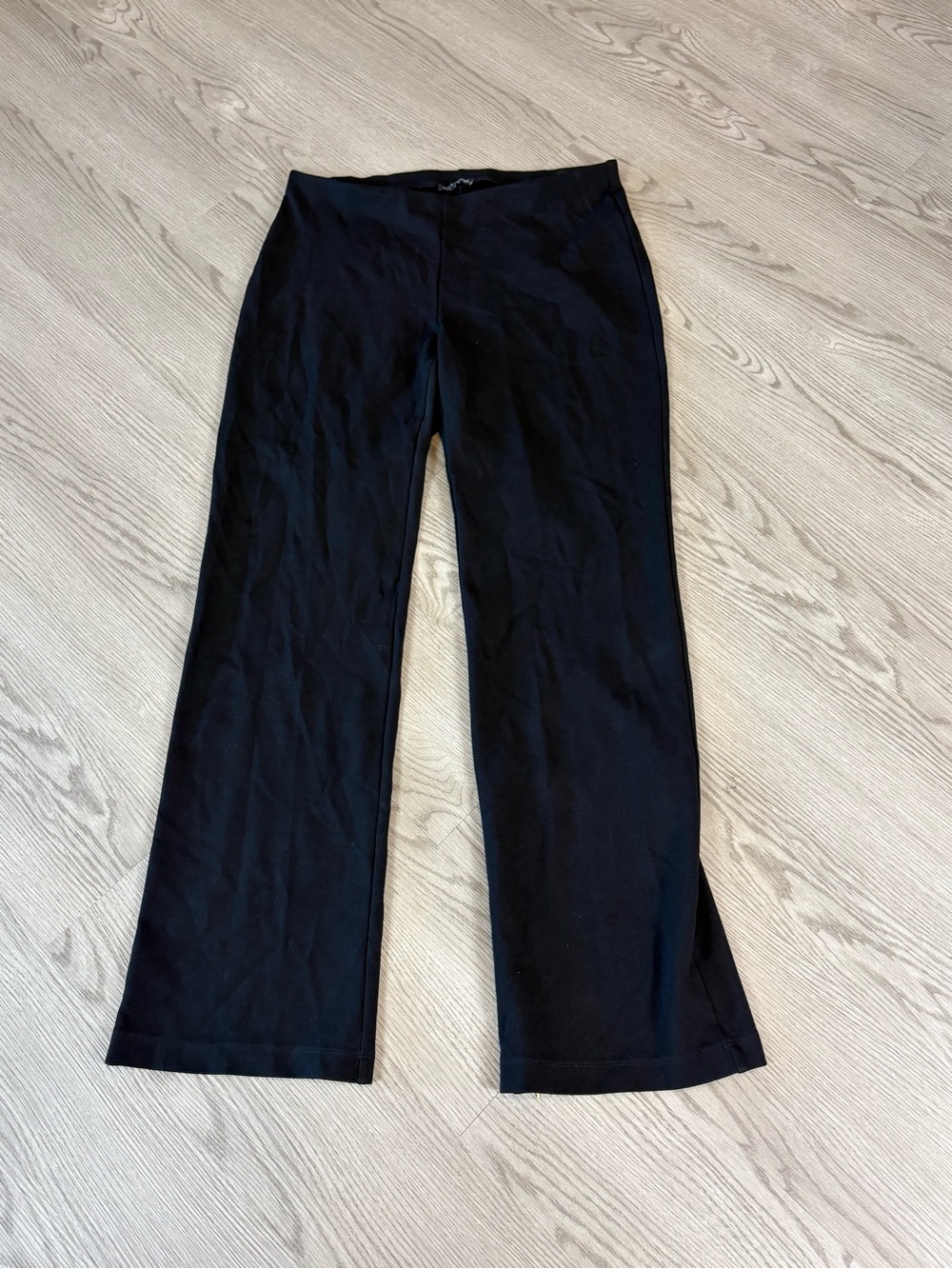 Eileen Fisher Black Boot-Cut Wide-Leg Pants